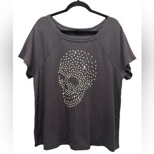 Torrid Dark Grey Waffle Knit Short Sleeve T-shirt Swoop Neck Women Plus Size 2X